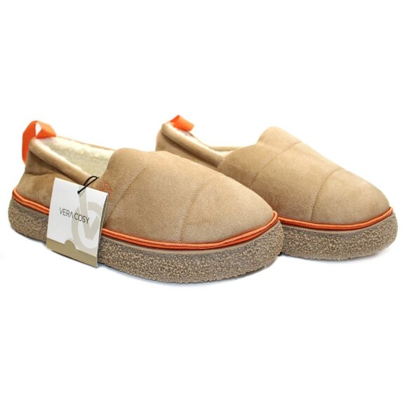 VeraCosy Women's Quilted Closed-back Slippers Warm Soft Comfy Tan Women 9-10 - Picture 1 of 8